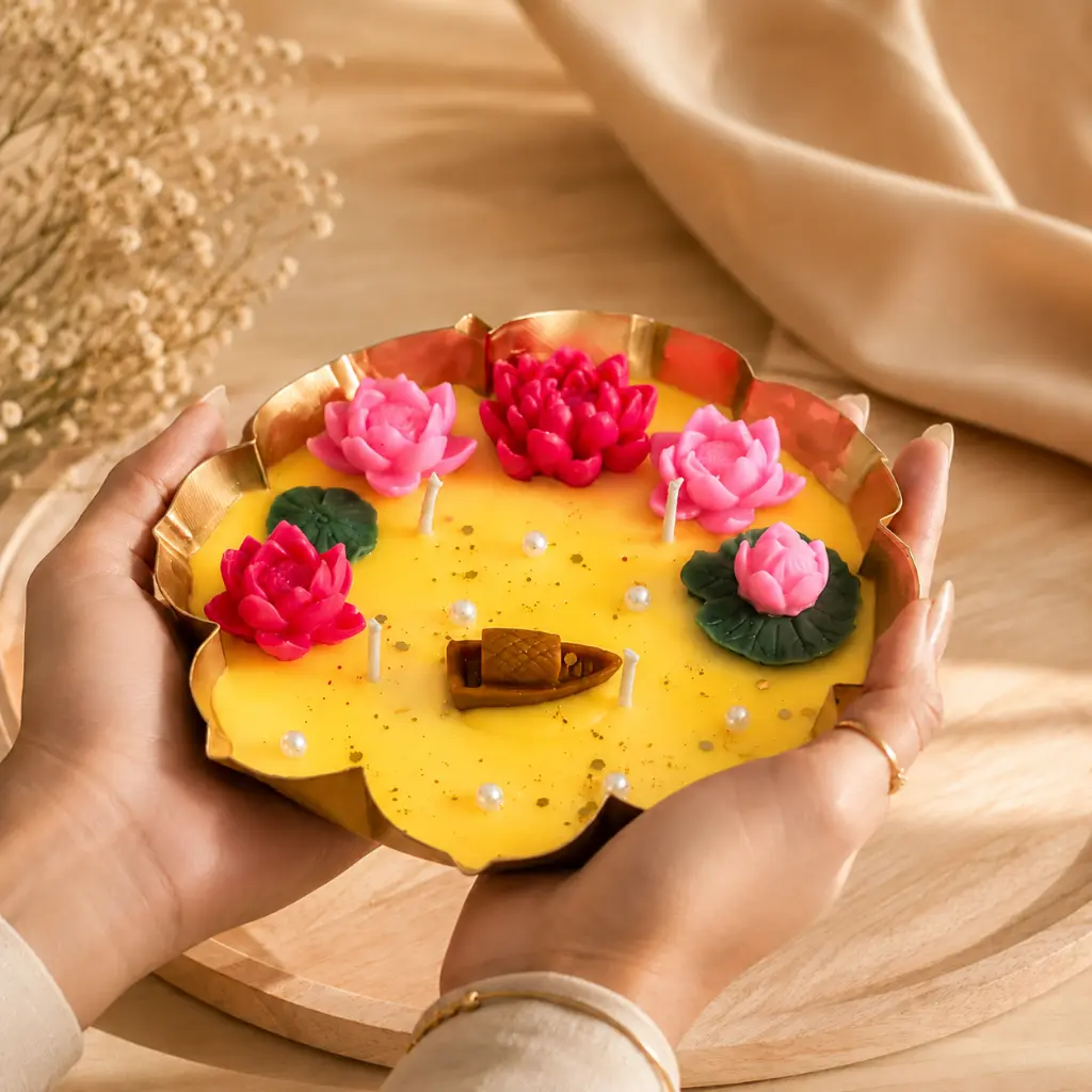 Sunlit Yellow Lotus Candle Tray.webp