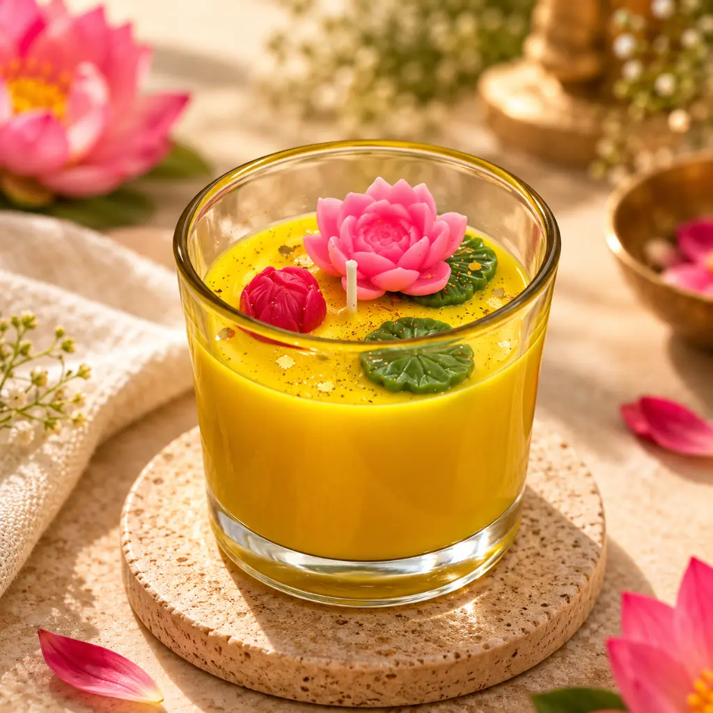 Lotus Blossom Golden Wax Candle.webp